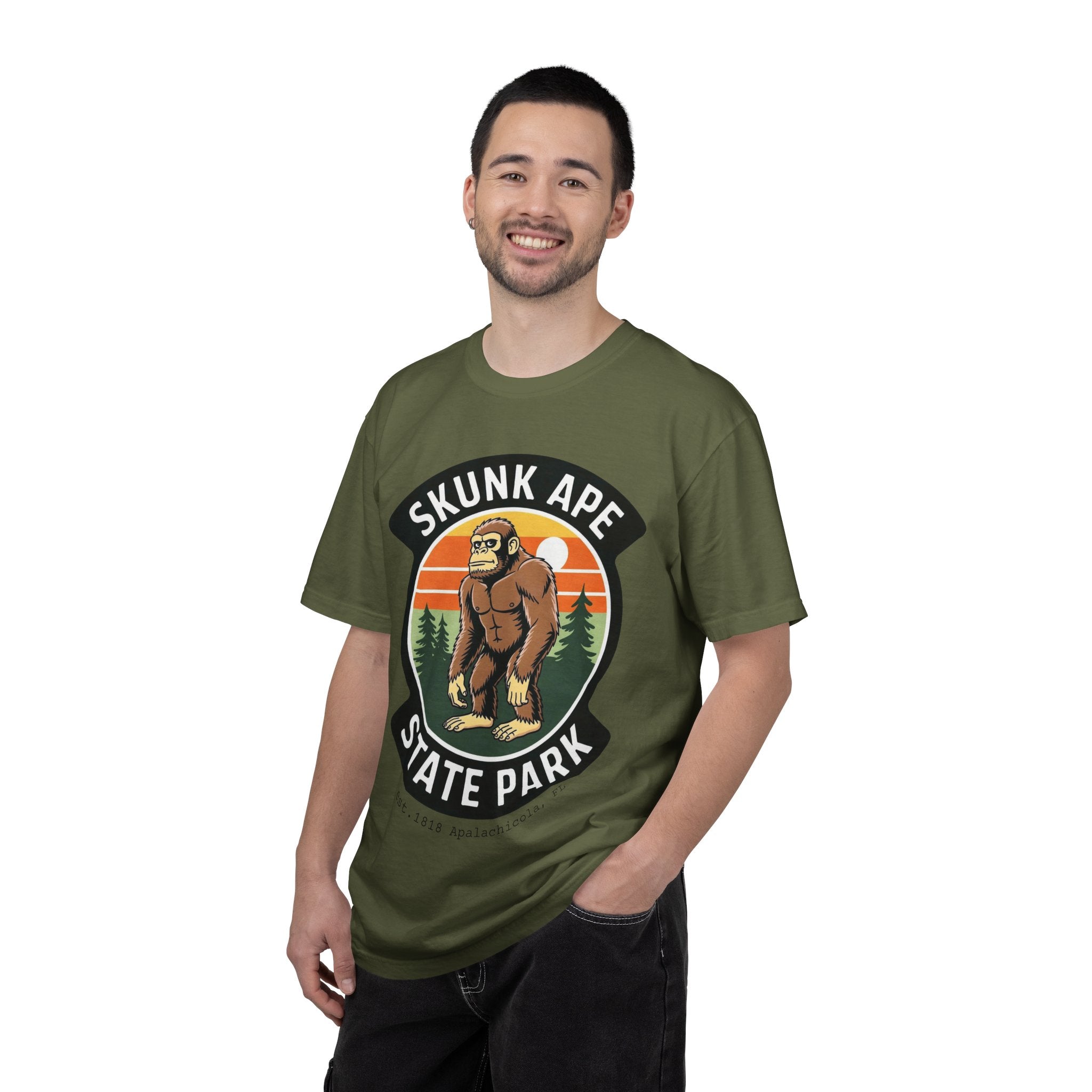 Skunk Ape State Park Graphic T-Shirt — Retro Bigfoot Nature Tee