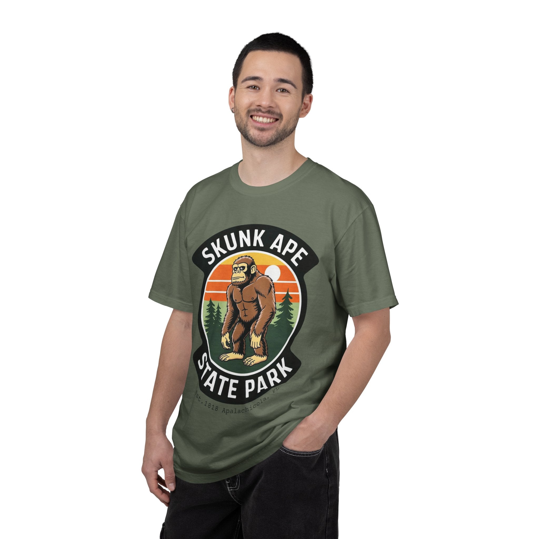 Skunk Ape State Park Graphic T-Shirt — Retro Bigfoot Nature Tee